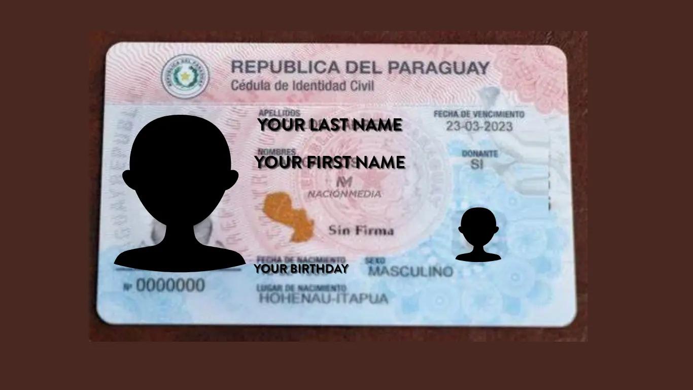 A Paraguayan cédula identity card on a wooden surface — the permanent version replaces the temporary at this stage