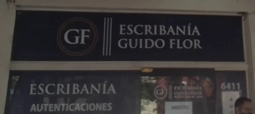 Sign for a Notary Public Office (Escribanía) Guido Flo in Asunción, Paraguay.